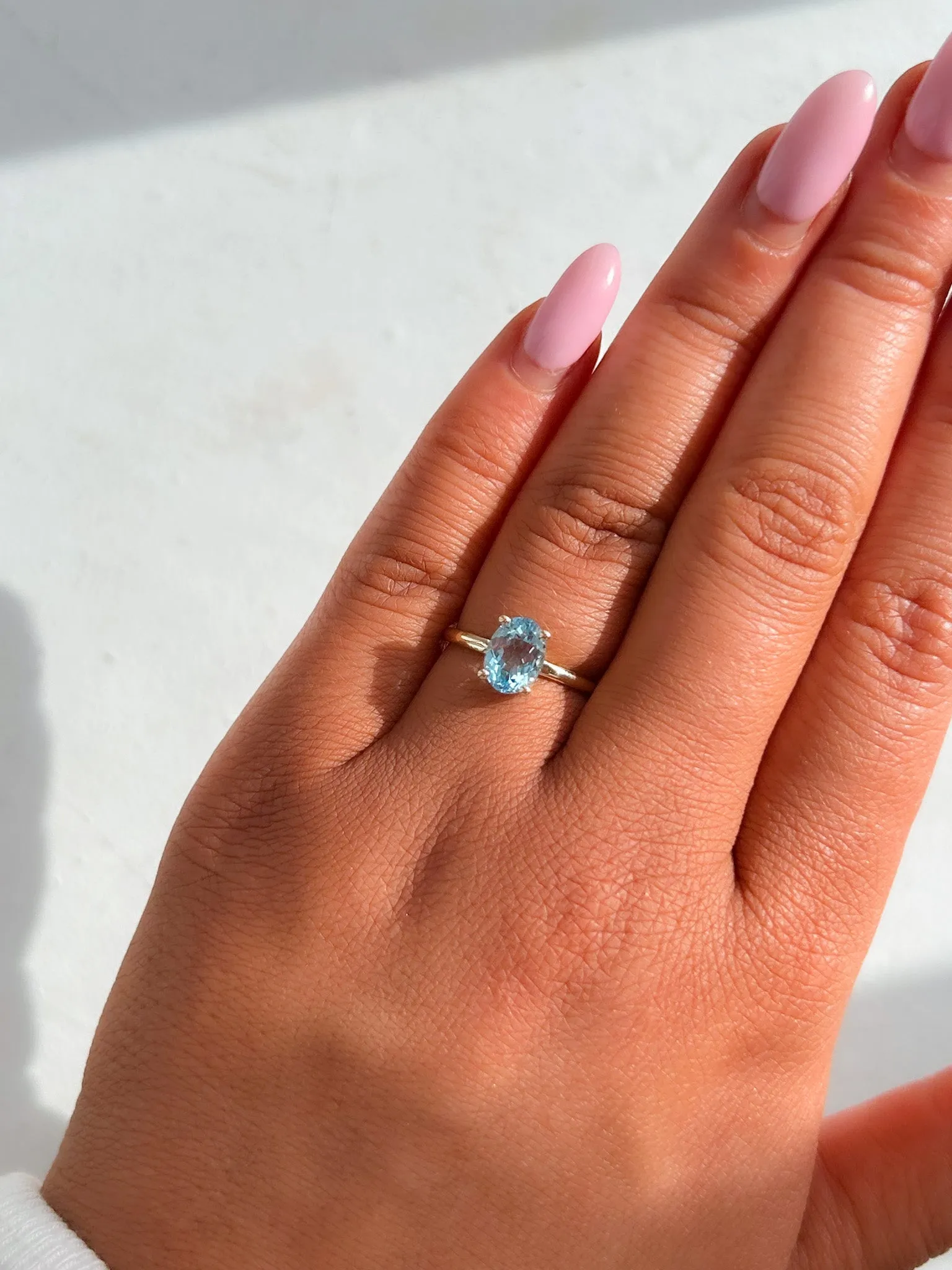 9ct White Gold 1.60ct Earth Grown Oval Blue Topaz Ring