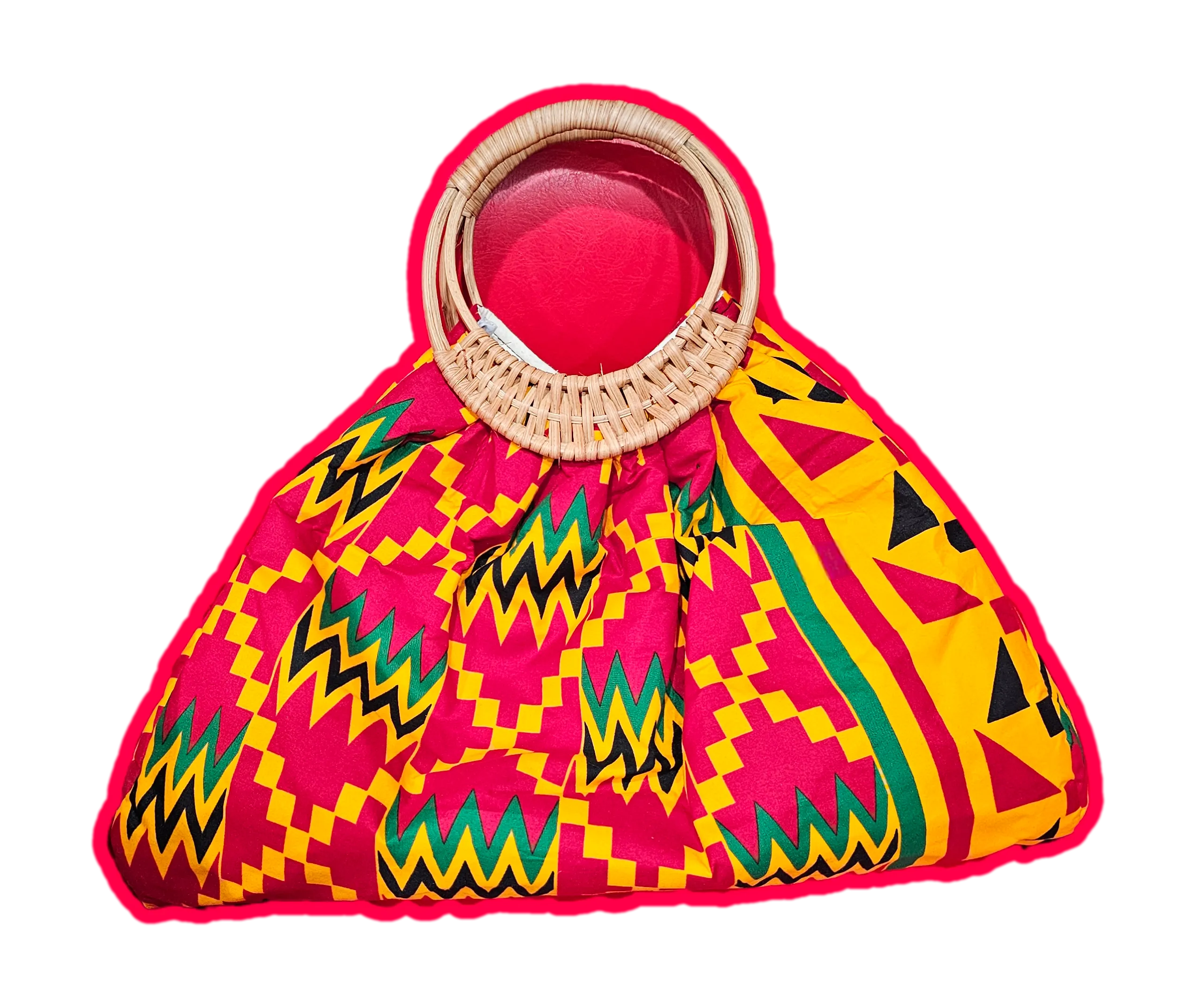 African red, green and yellow handheld purse
