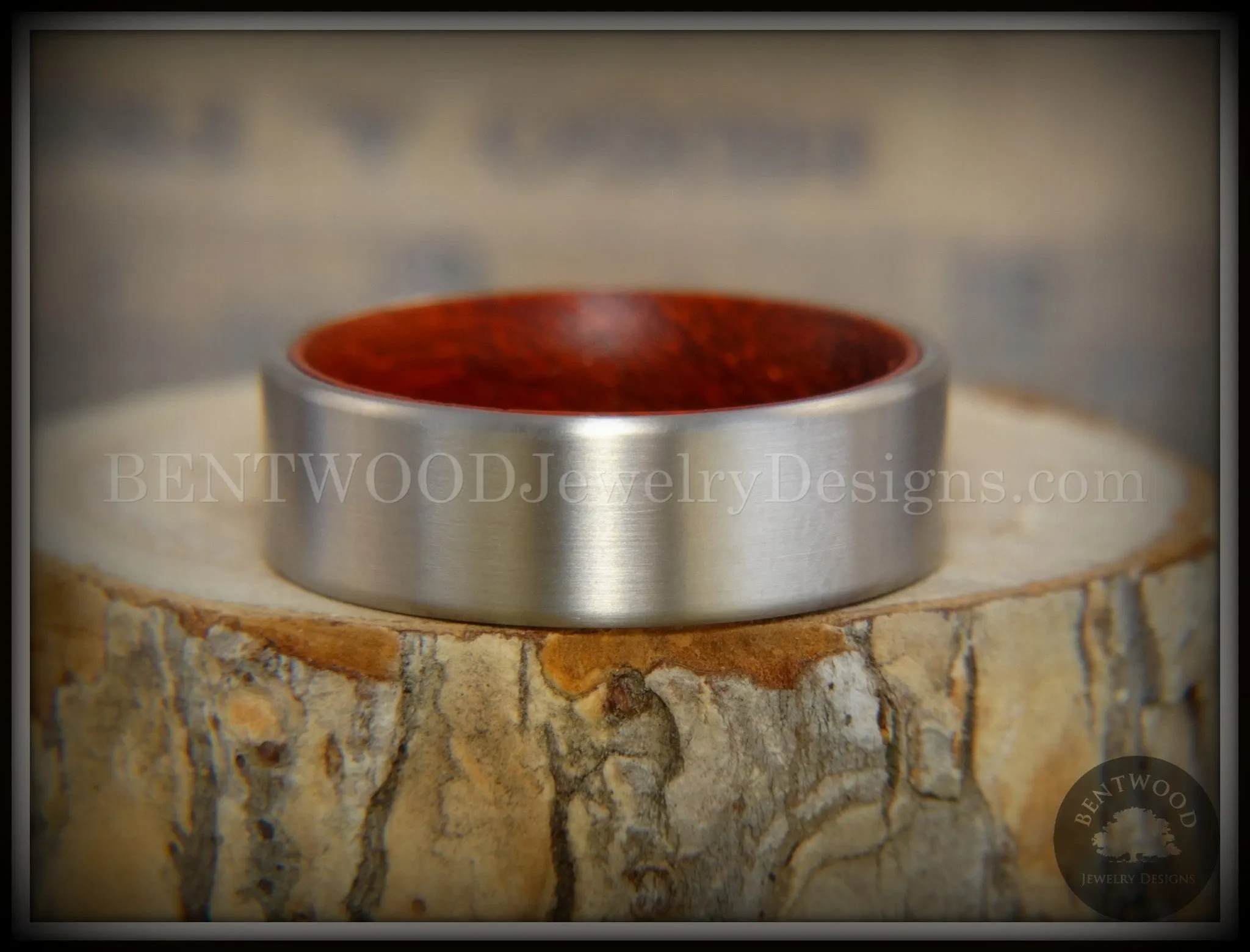 Bentwood Ring - Padauk Core Ring and Surgical Grade Hypo-Allergenic Stainless Steel Exterior