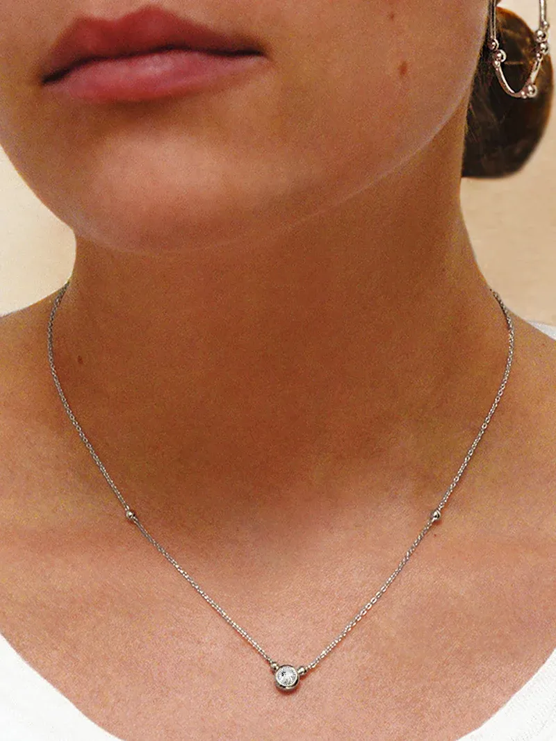 Bonheur Birthstone Necklace - Silver