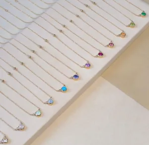 Bonheur Birthstone Necklace - Silver