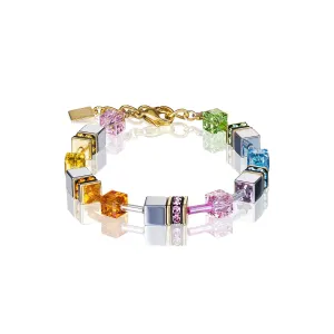 Coeur De Lion CL 4015/30-1522 St/Stl & G Plt Turquoise Geo Cube Bracelet