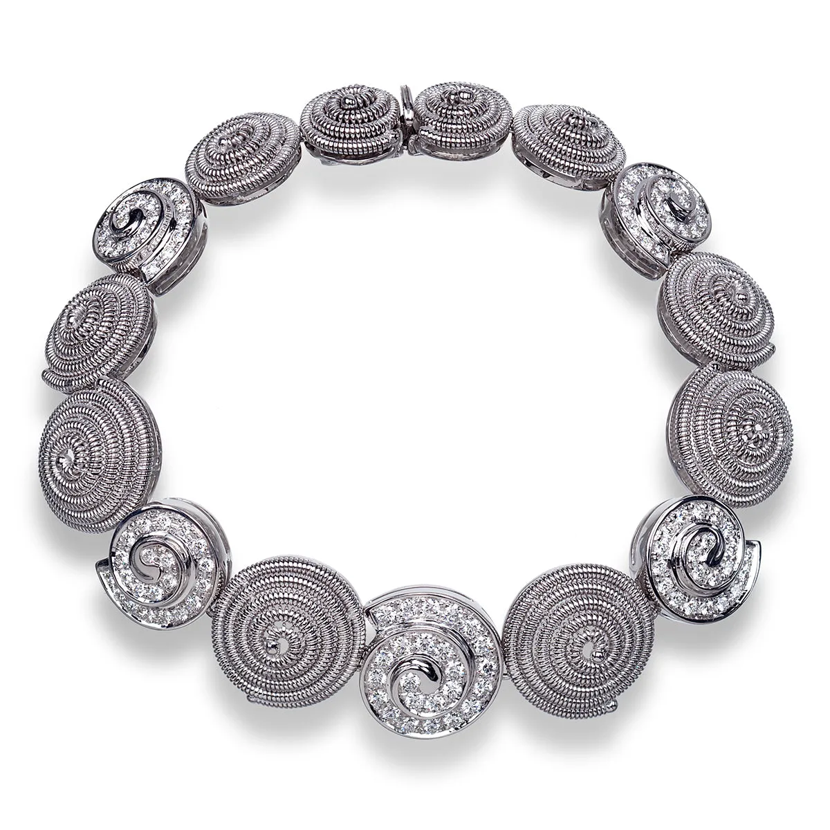 Coil and Diamond Swirl Bracelet