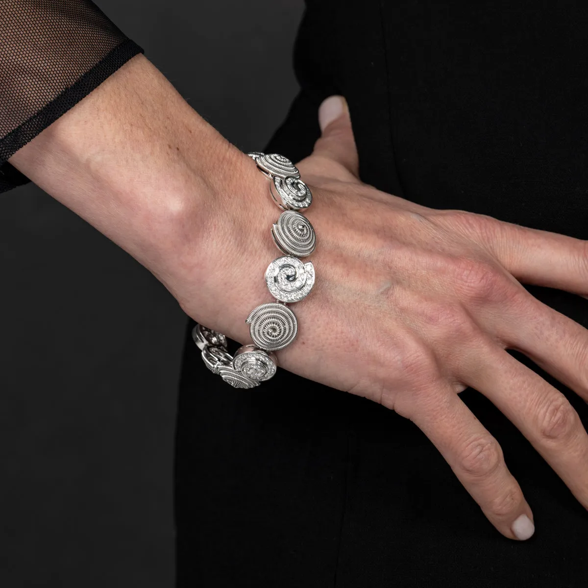 Coil and Diamond Swirl Bracelet