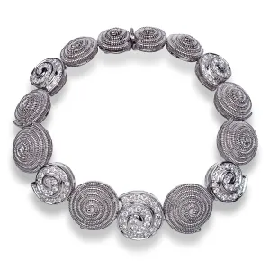 Coil and Diamond Swirl Bracelet