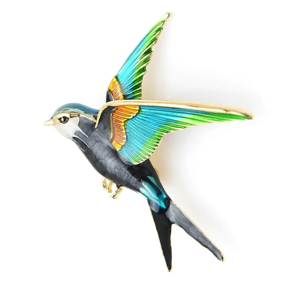 Colorful Hummingbird Enamel Brooch Pins With Rhinestone