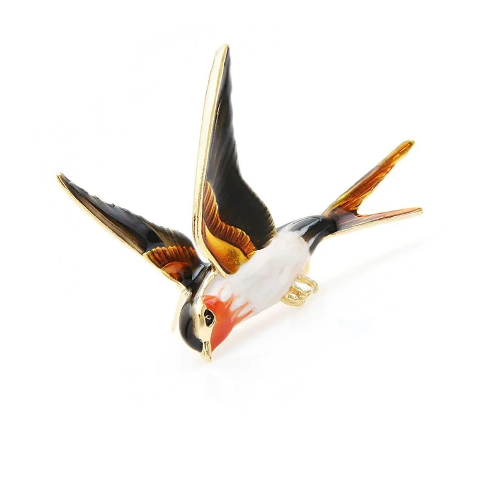 Colorful Hummingbird Enamel Brooch Pins With Rhinestone