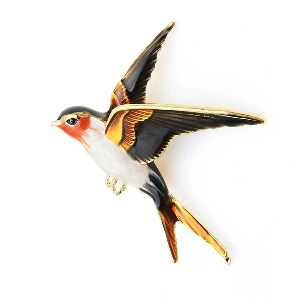 Colorful Hummingbird Enamel Brooch Pins With Rhinestone