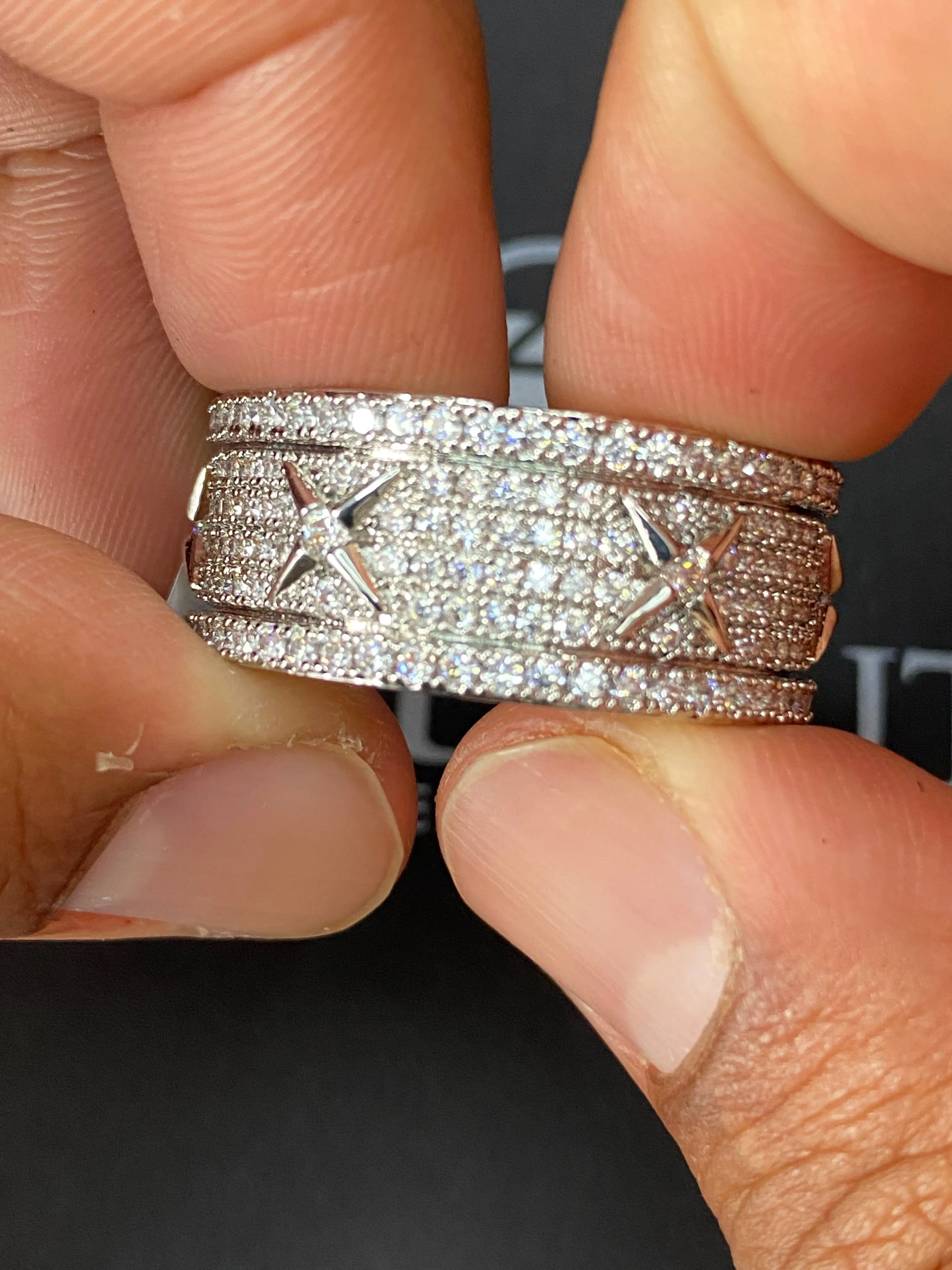 Dazzling White Gold Plated Cross Ring