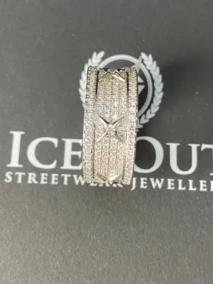 Dazzling White Gold Plated Cross Ring