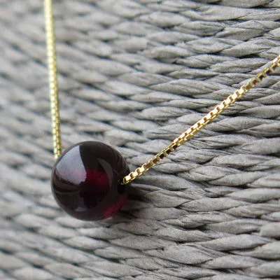 Garnet Bead Pendant Necklace Sterling Silver handmade Jewelry Accessories Women