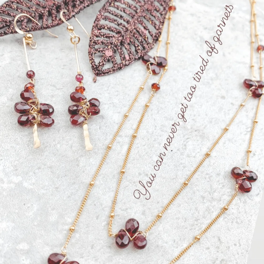 Garnet Drama Earrings and Necklace
