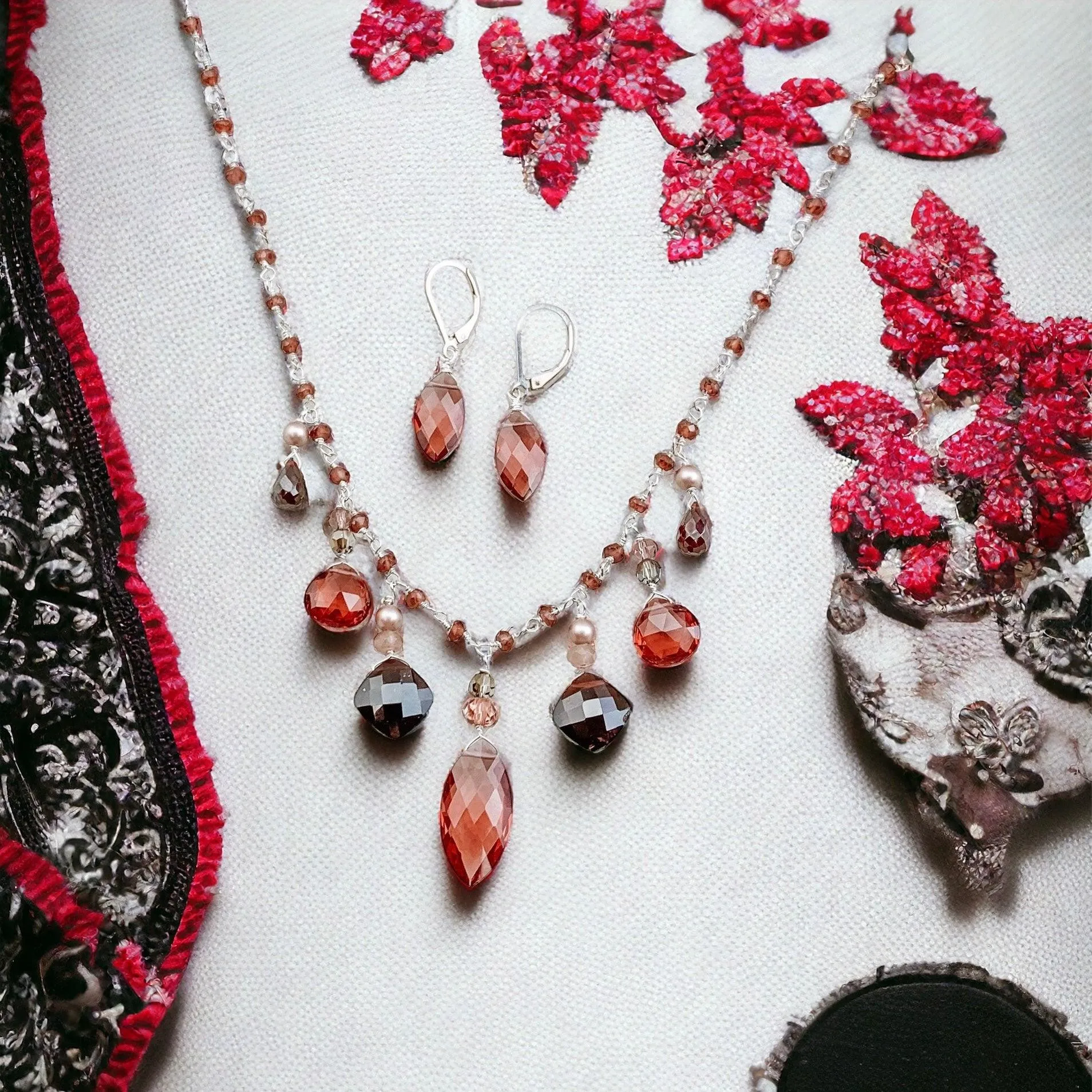 Garnets Draping Boho Jewelry