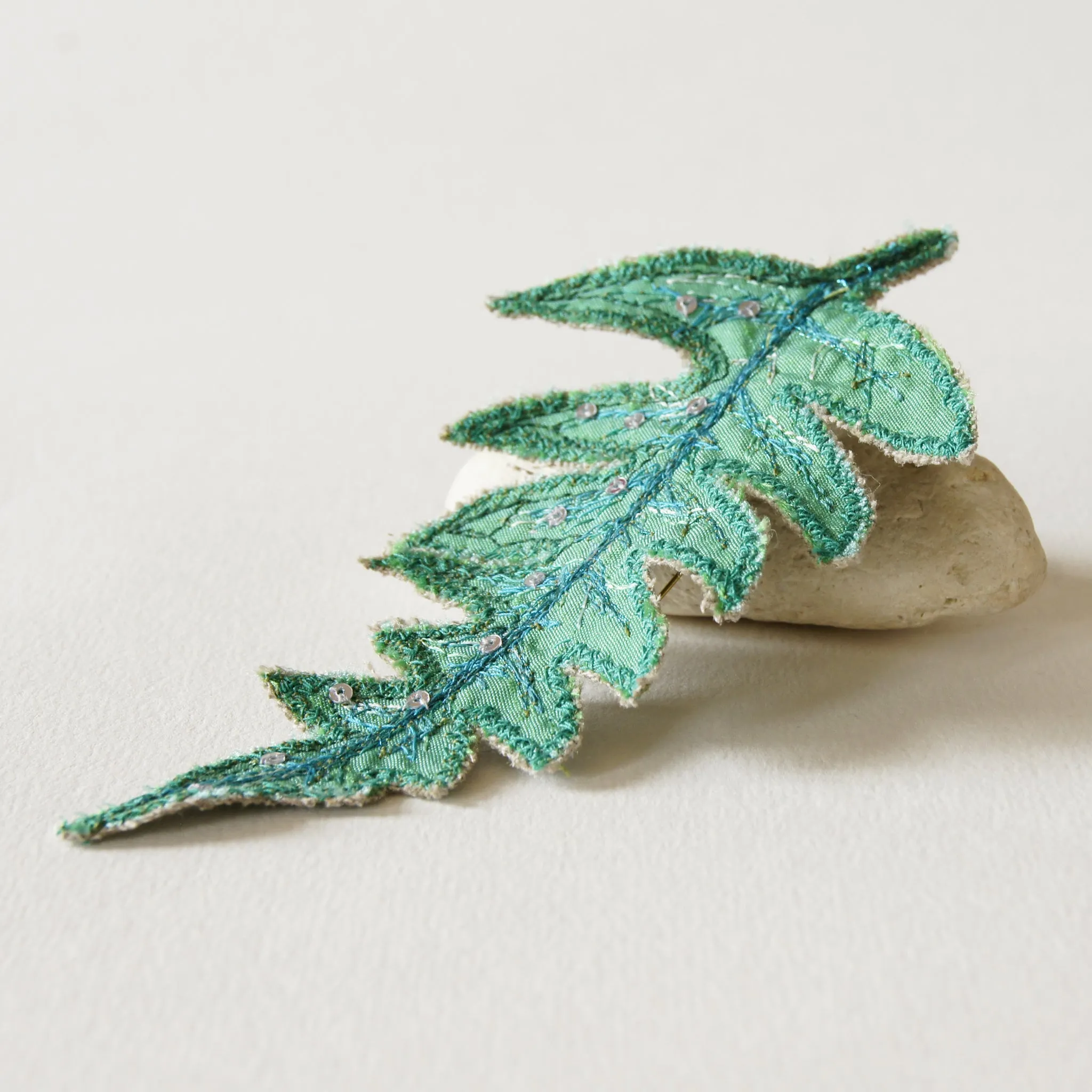 Green Fern Leaf Brooch