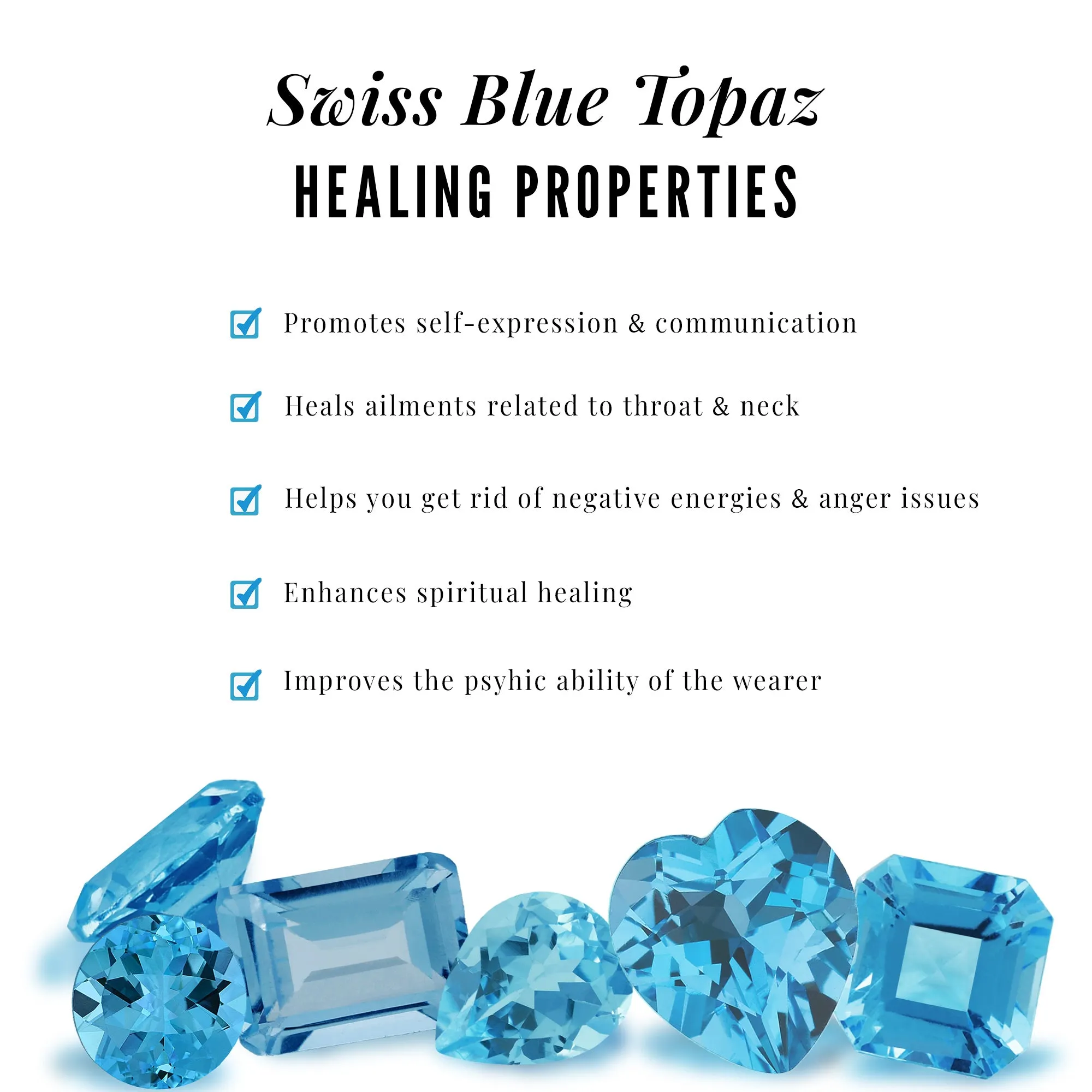Heart Shape Swiss Blue Topaz Ring Set with Diamond