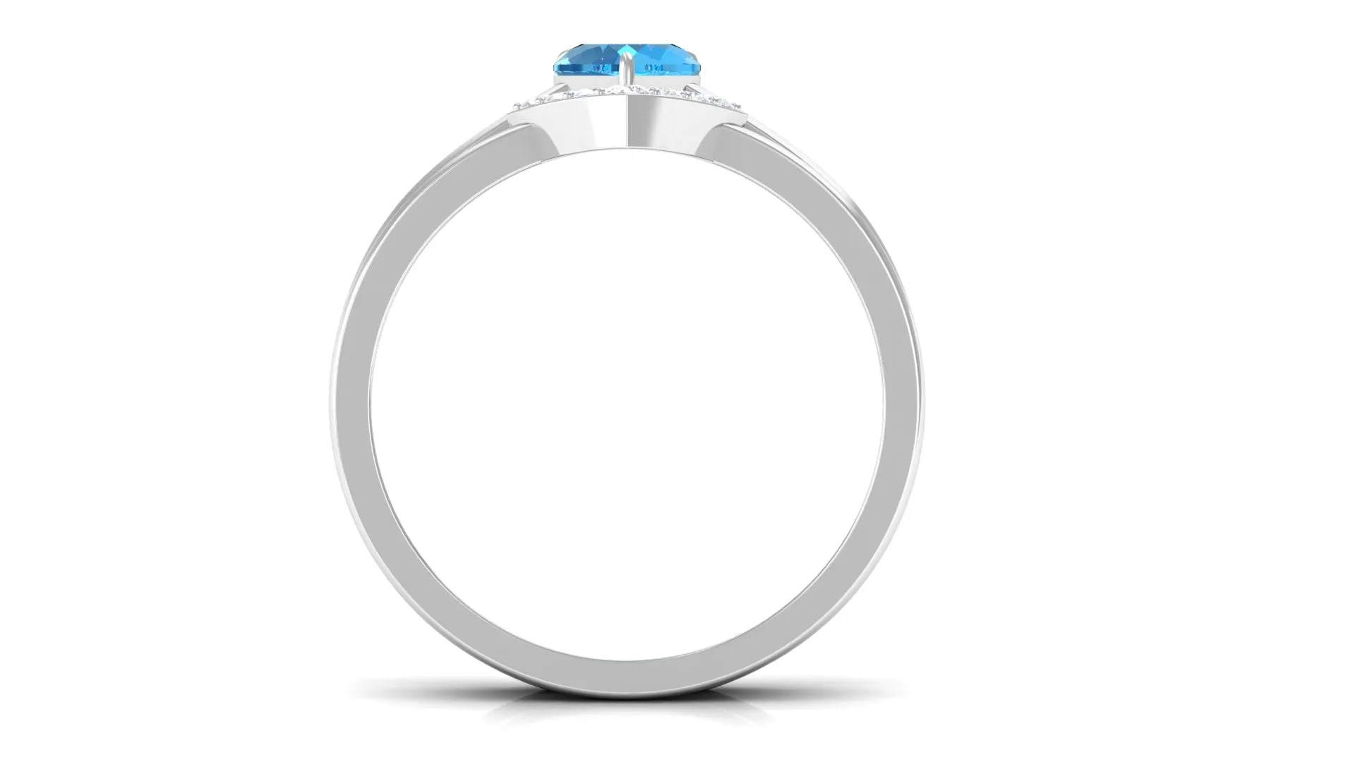 Heart Shape Swiss Blue Topaz Ring Set with Diamond