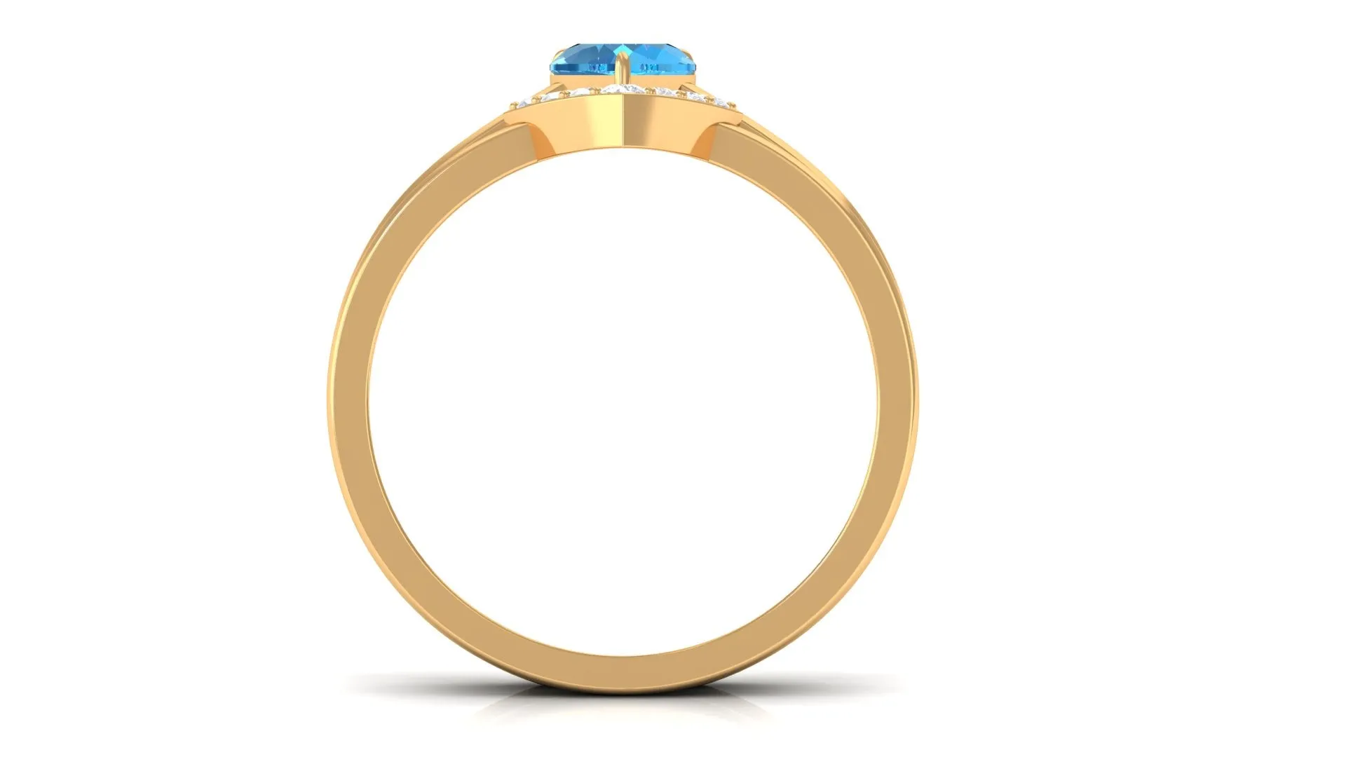 Heart Shape Swiss Blue Topaz Ring Set with Diamond