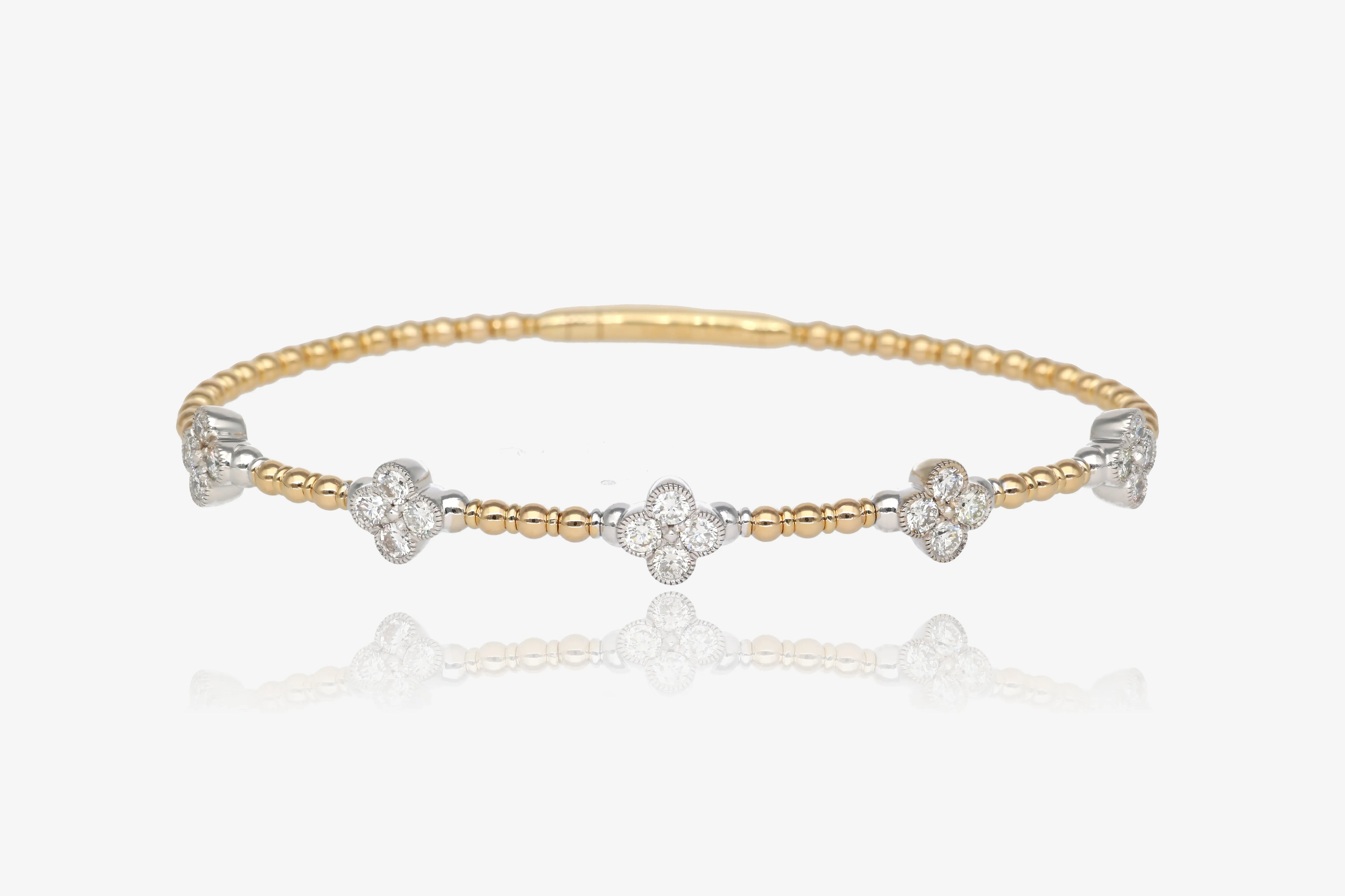 Iconic Blossom Two Tone Gold Diamond Clover Bracelet