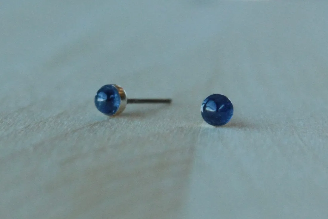 Kyanite Bezel Gemstones, Small (Niobium or Titanium Post Earrings)
