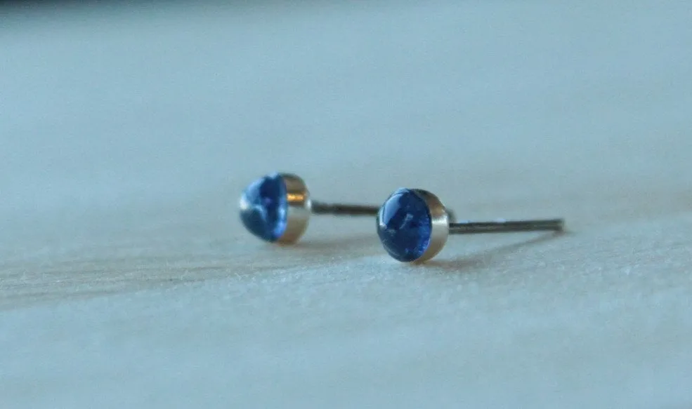 Kyanite Bezel Gemstones, Small (Niobium or Titanium Post Earrings)