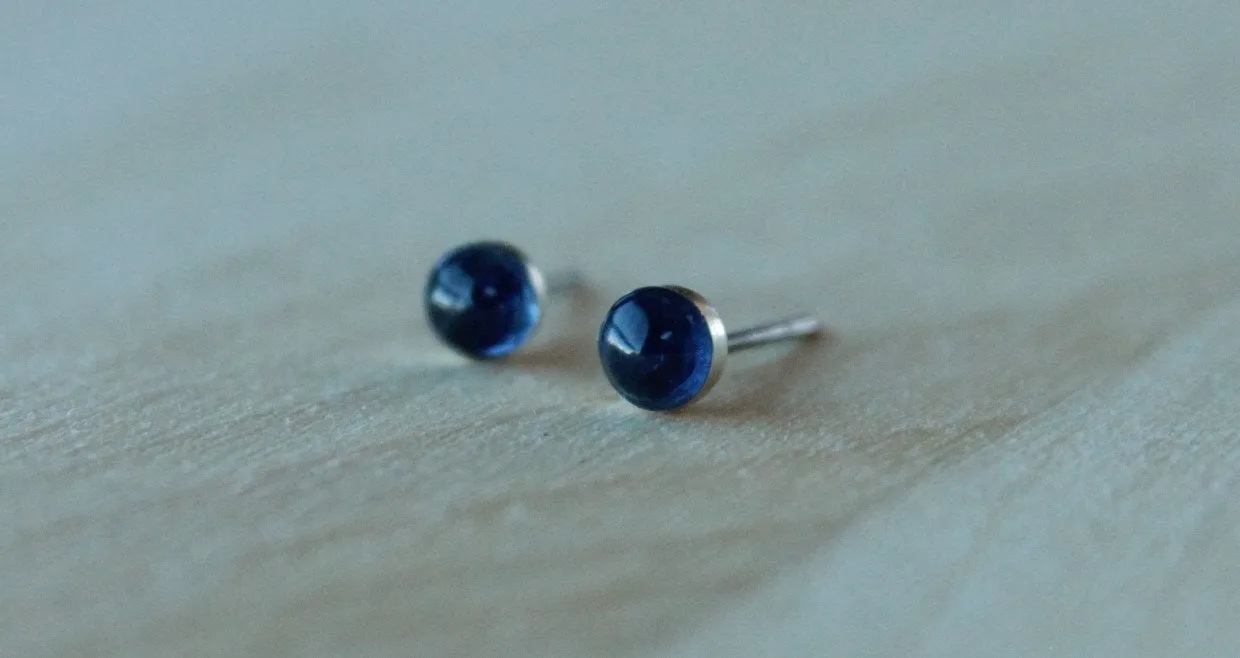 Kyanite Bezel Gemstones, Small (Niobium or Titanium Post Earrings)