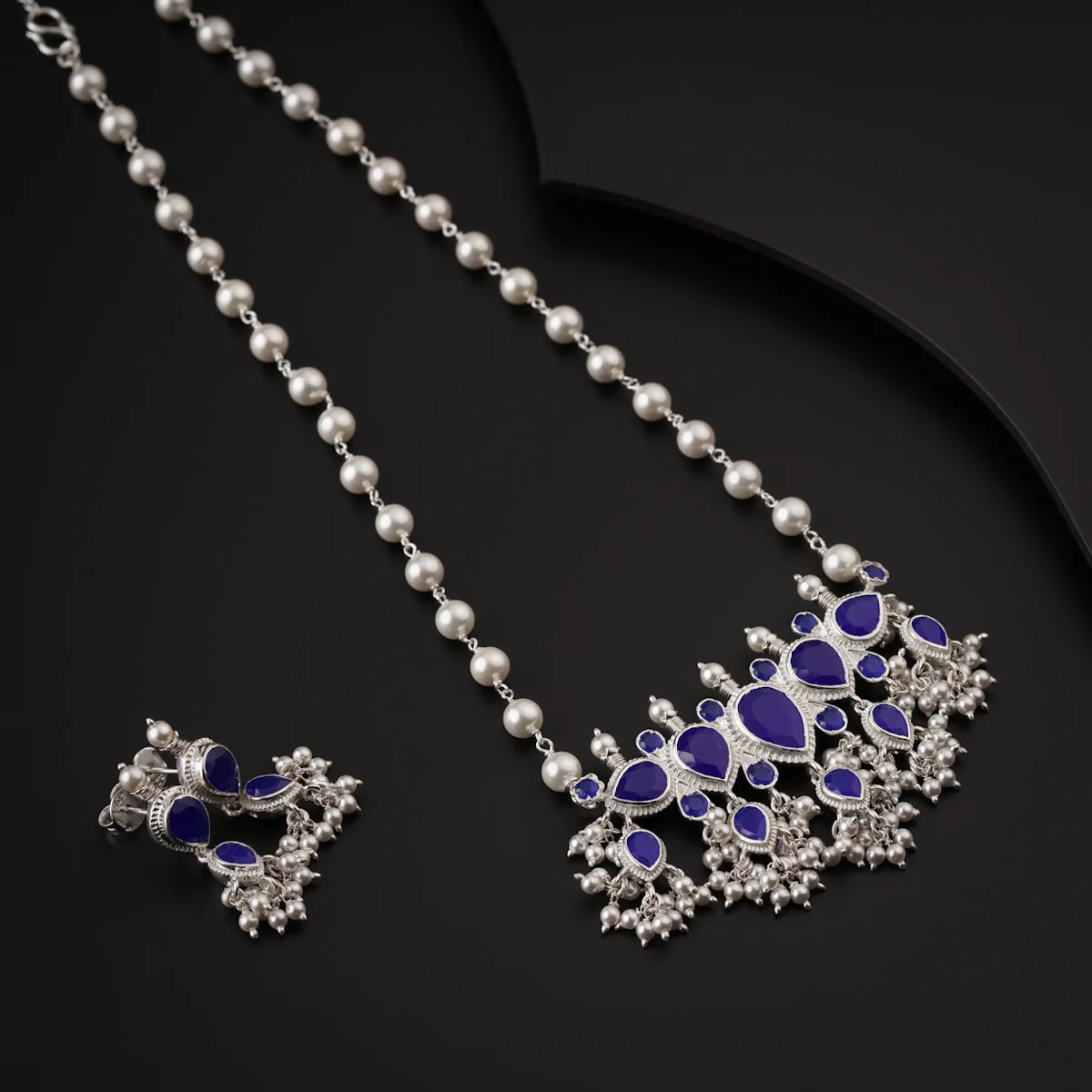 Lapis Lazuli Tanmani Set with Pearls