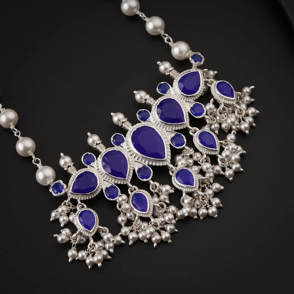 Lapis Lazuli Tanmani Set with Pearls