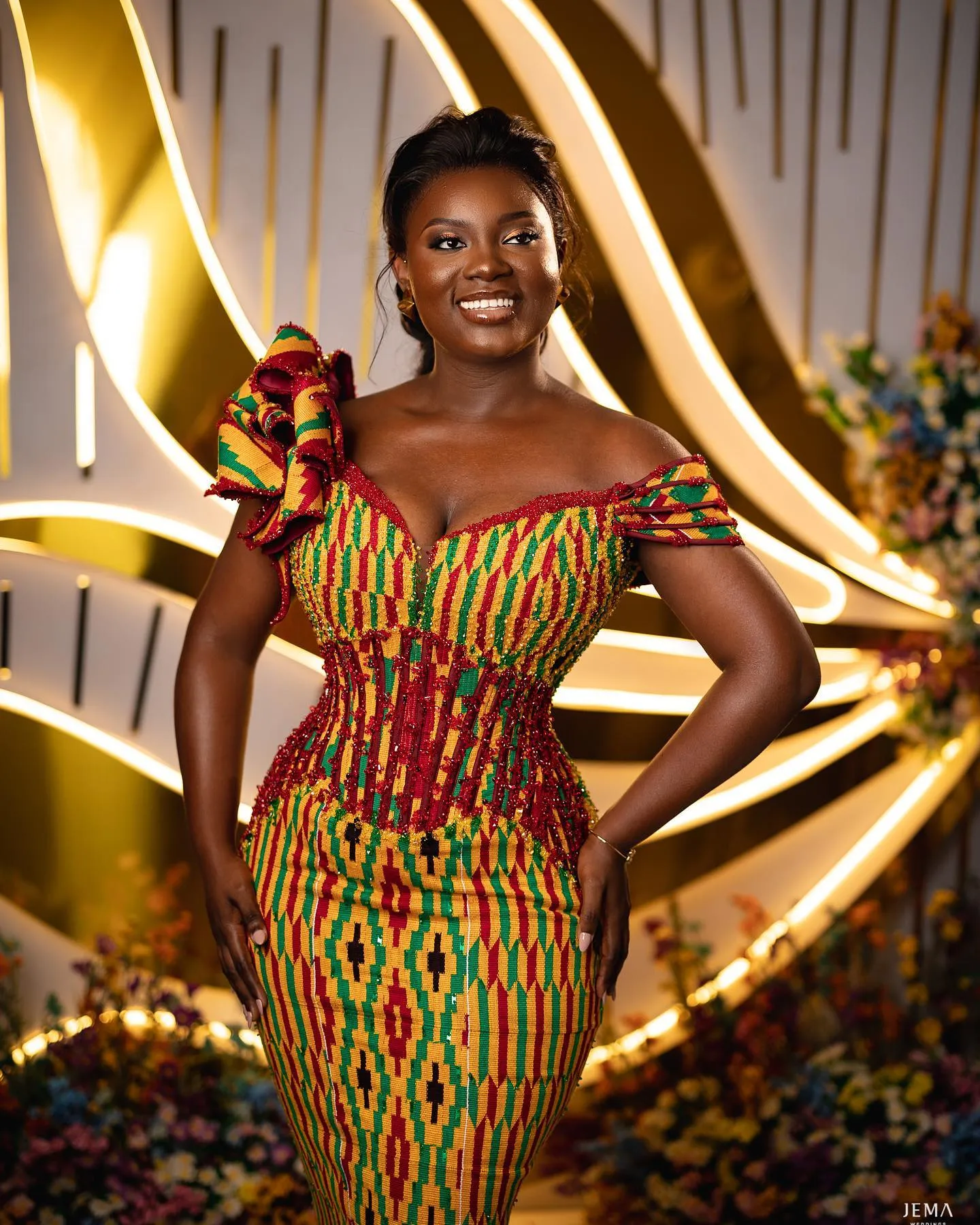 MG Fashion Royal Kente Cloth Dress Design RDP073