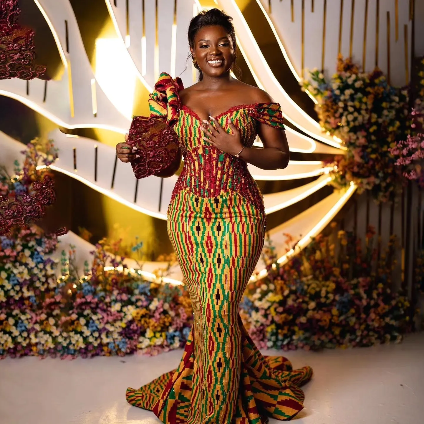 MG Fashion Royal Kente Cloth Dress Design RDP073