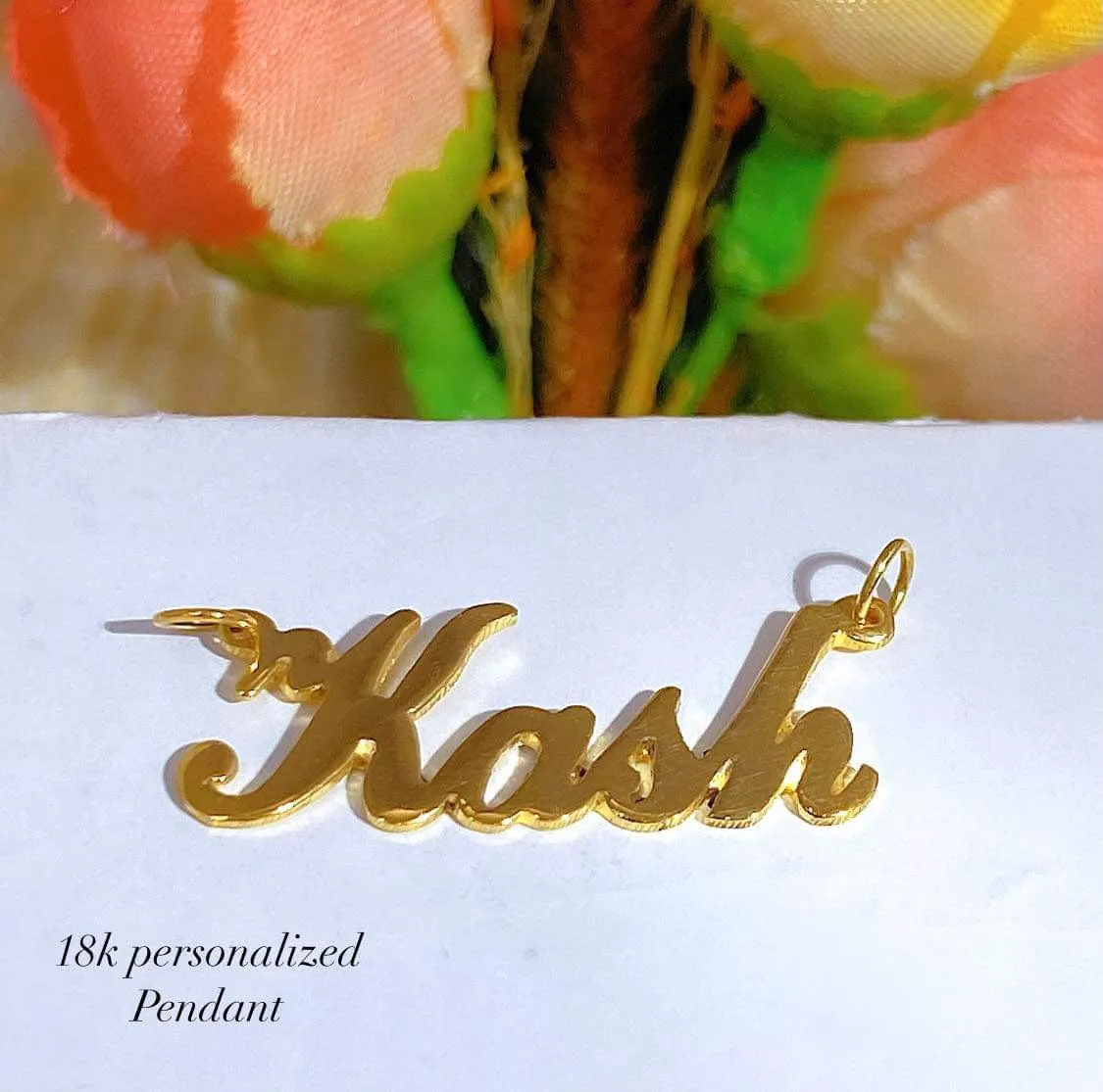 Name Pendant Necklace Script Personalized 18K Gold