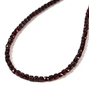 Natural Garnet Faceted 4mm Barrel 16" Necklace with Sterling Silver Extender