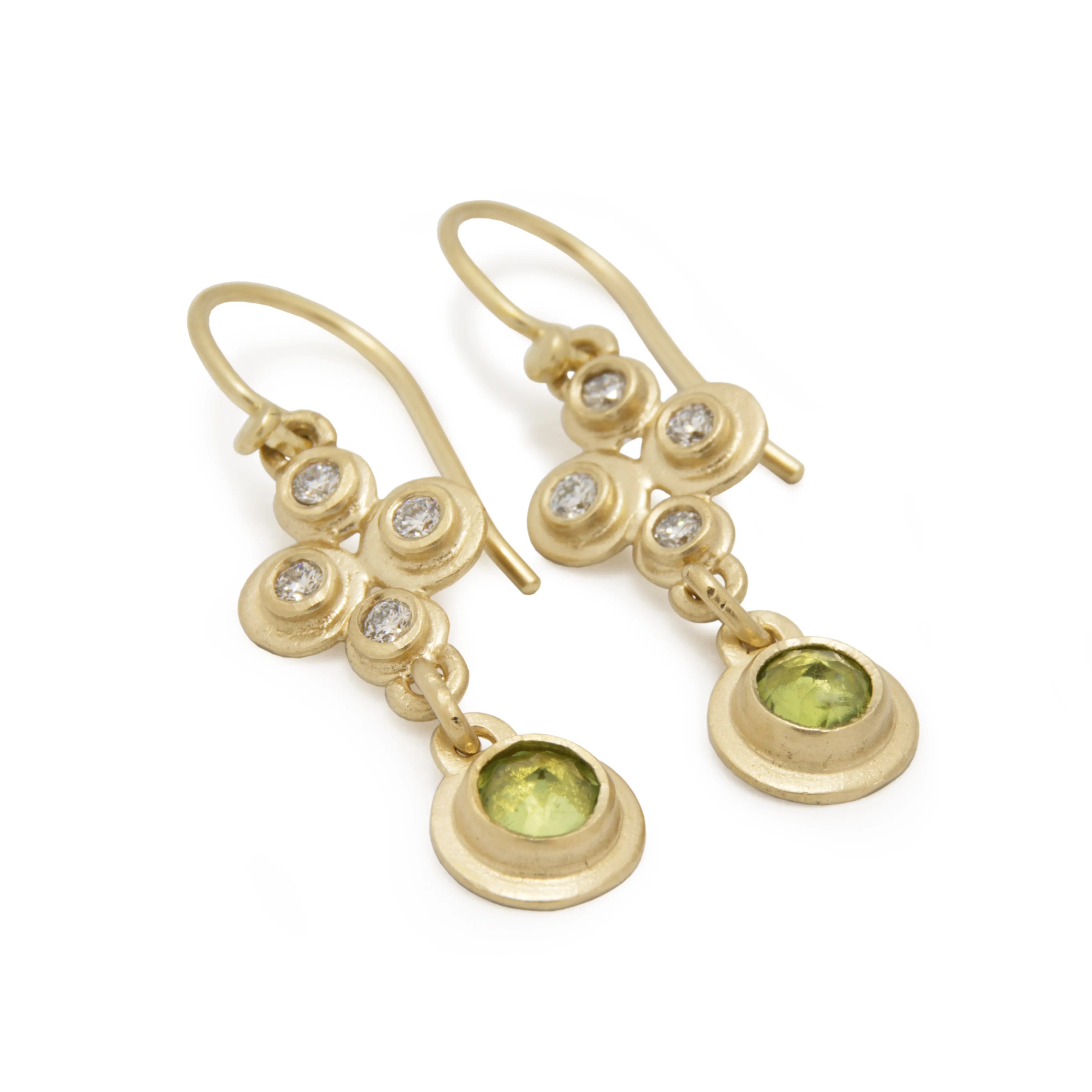 NG4766 Gold Y Necklace with Diamonds and Peridot
