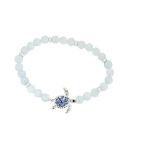 Ocean aquamarine turtle stretch bracelet