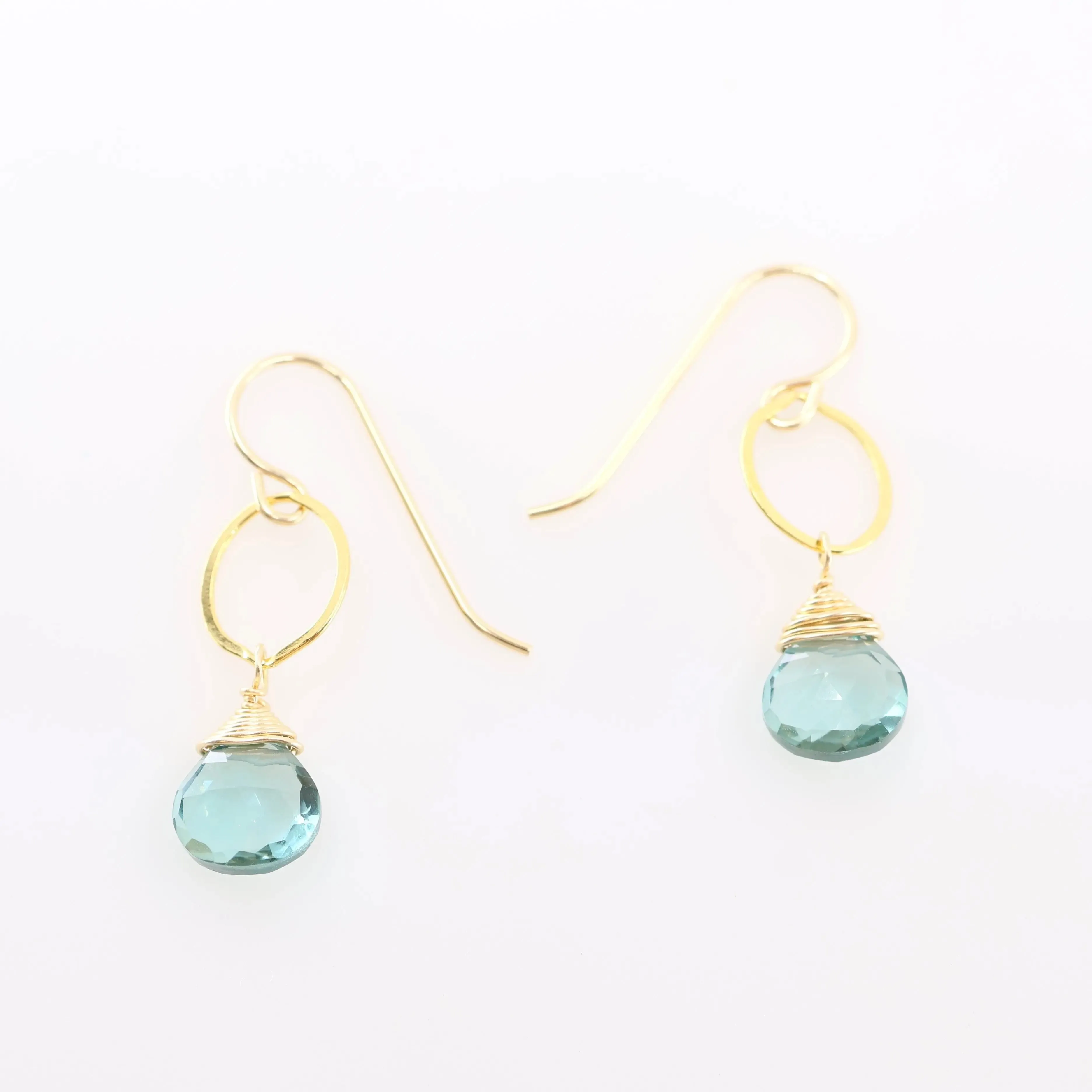 Oval Link Earrings with Aquamarine Teardrops