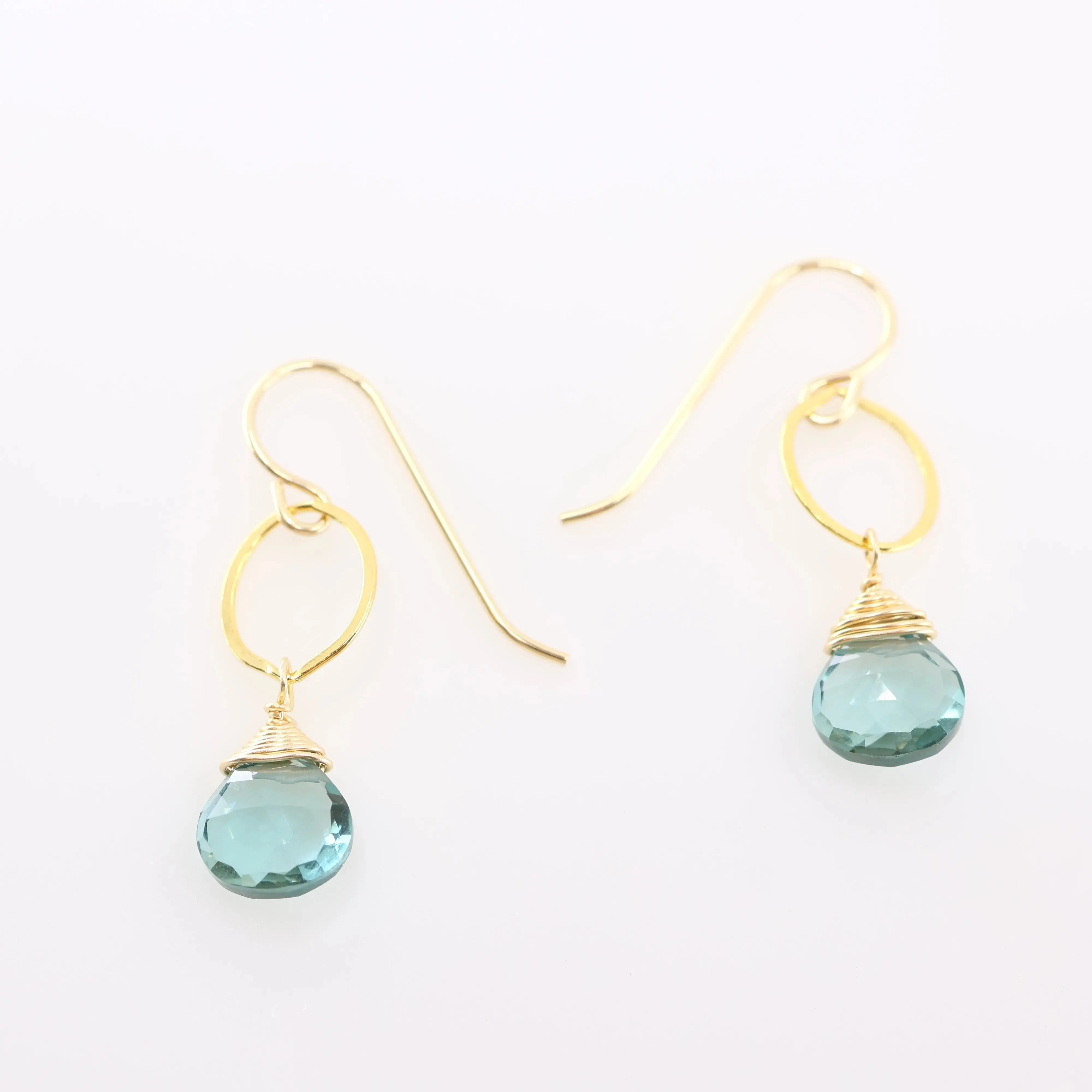 Oval Link Earrings with Aquamarine Teardrops