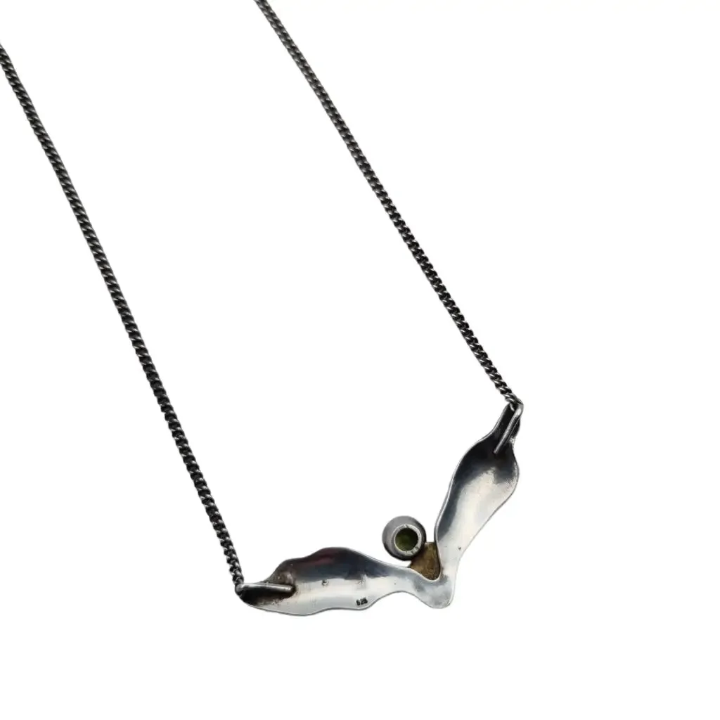 Peridot necklace choker, silver pendant for women, gifts.
