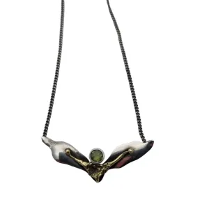 Peridot necklace choker, silver pendant for women, gifts.