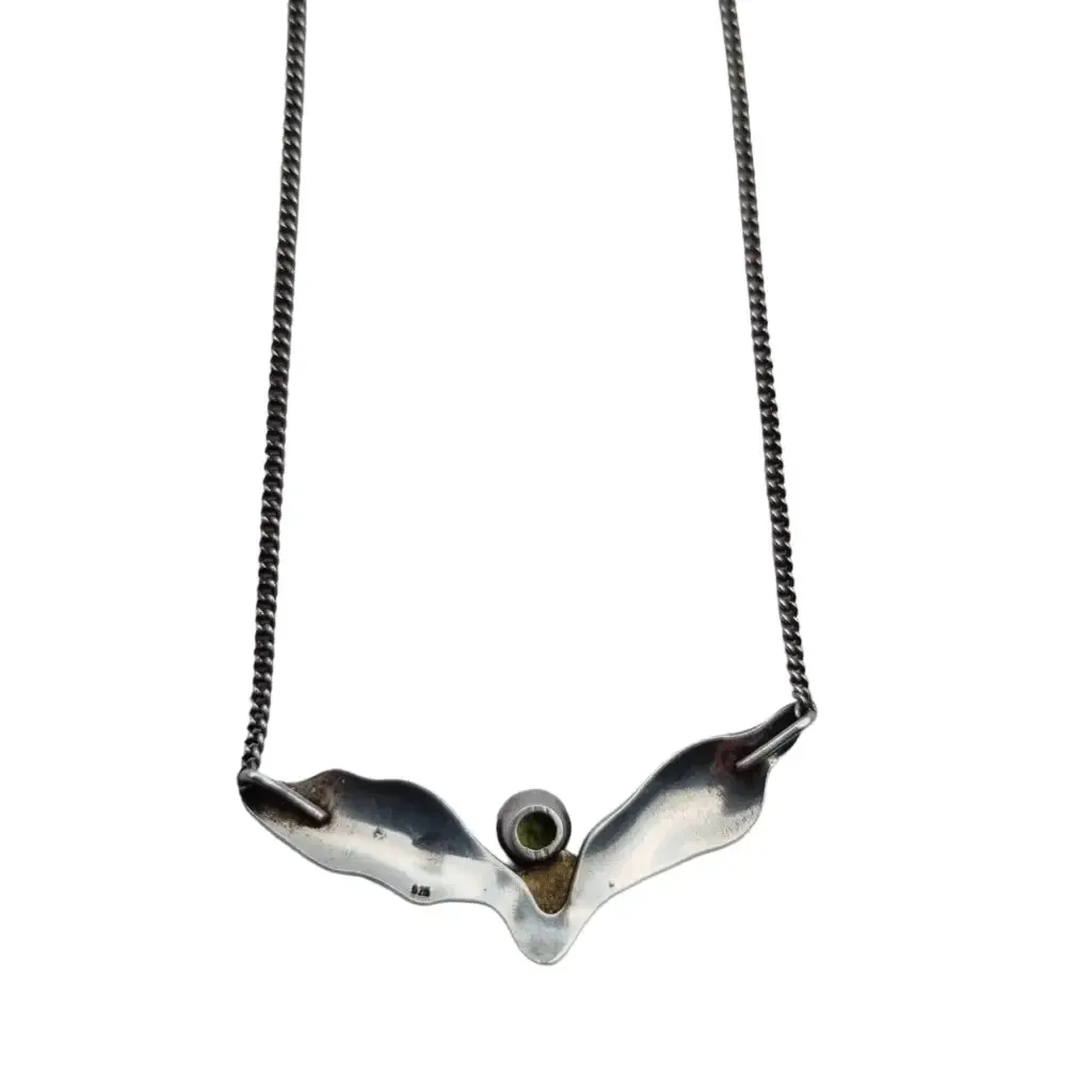 Peridot necklace choker, silver pendant for women, gifts.
