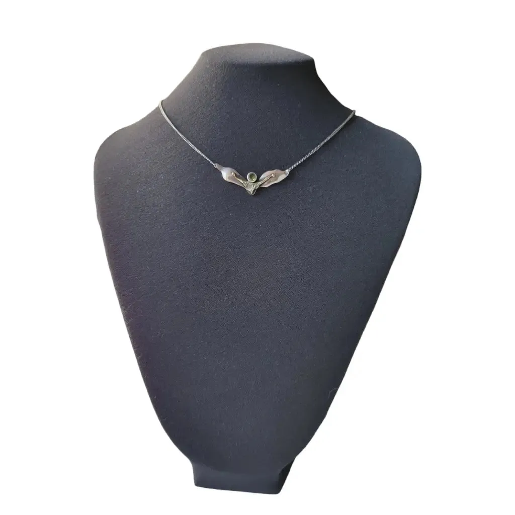 Peridot necklace choker, silver pendant for women, gifts.
