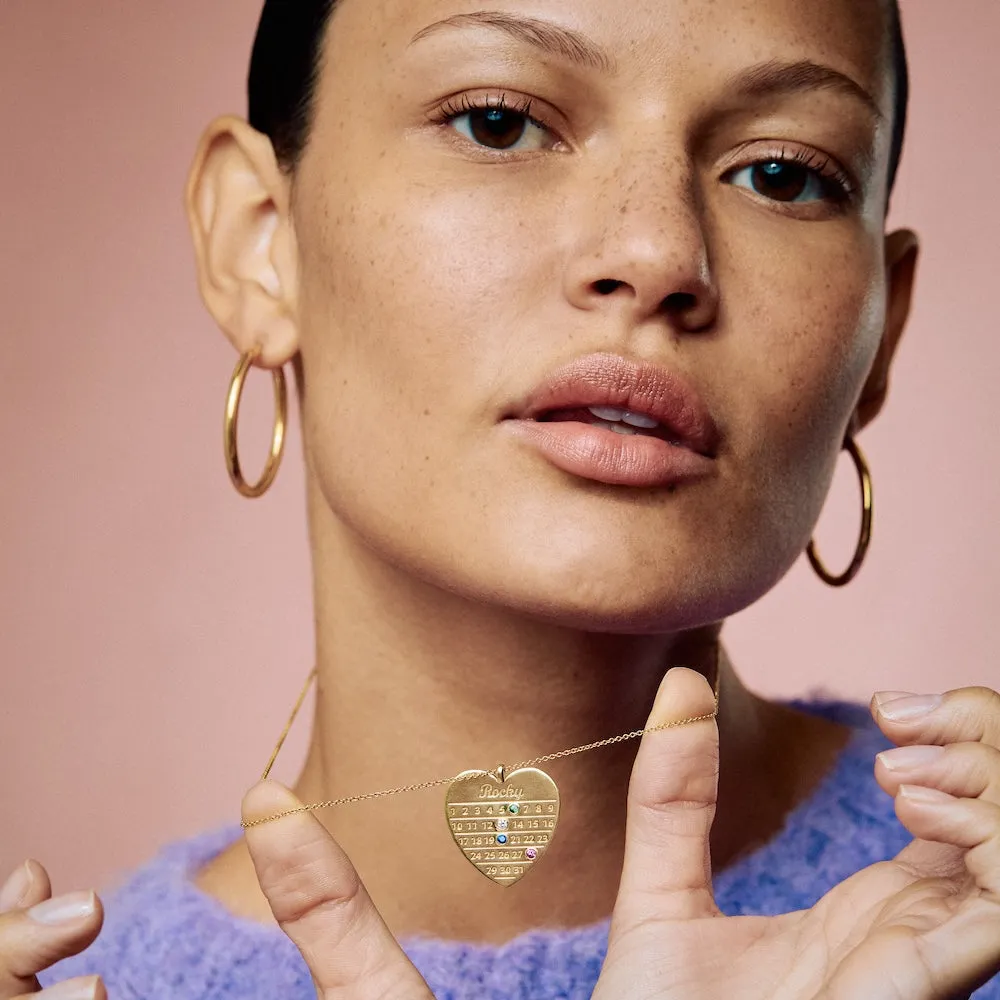 Personalised Diamond Days Heart Calendar Necklace