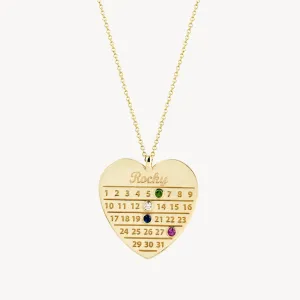 Personalised Diamond Days Heart Calendar Necklace