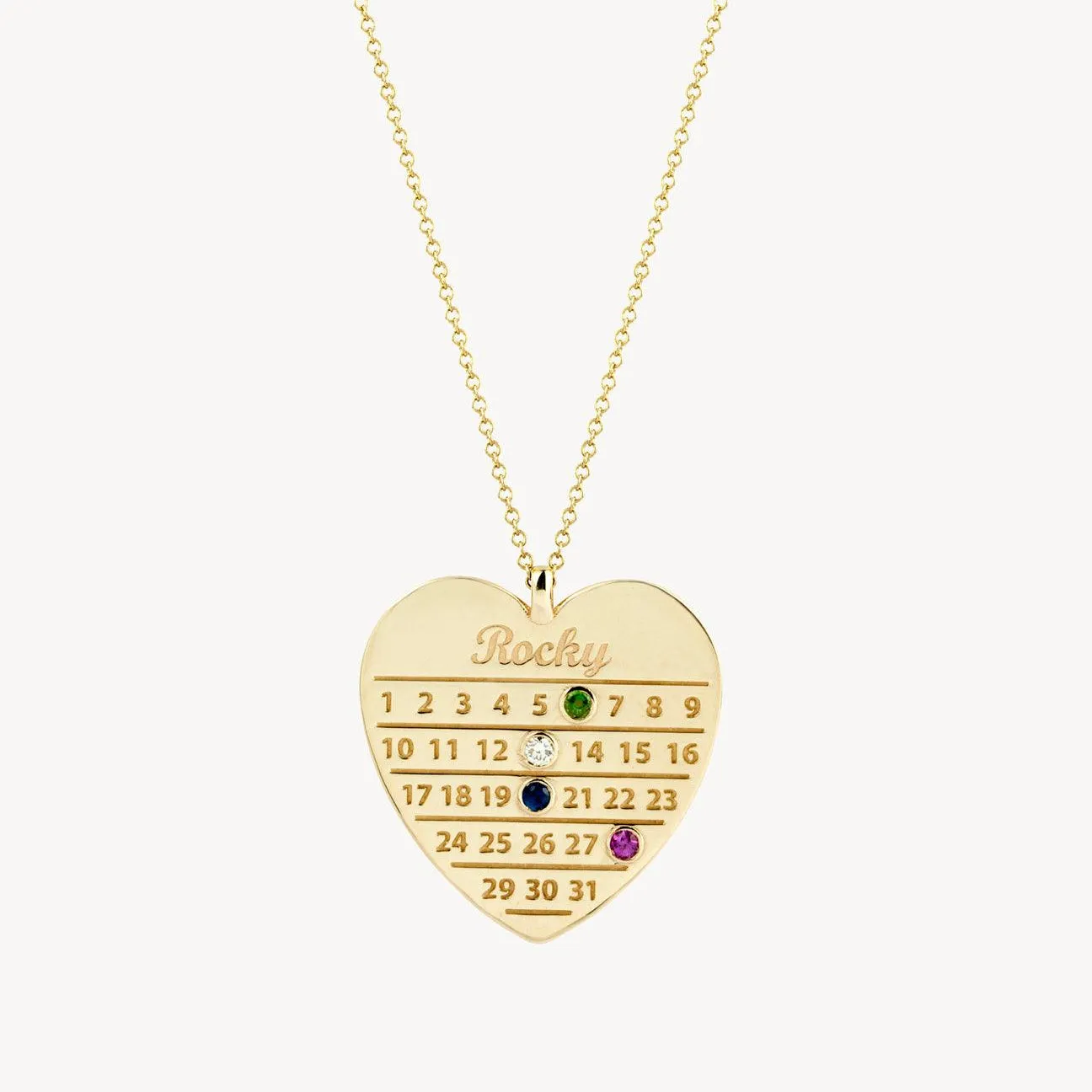 Personalised Diamond Days Heart Calendar Necklace