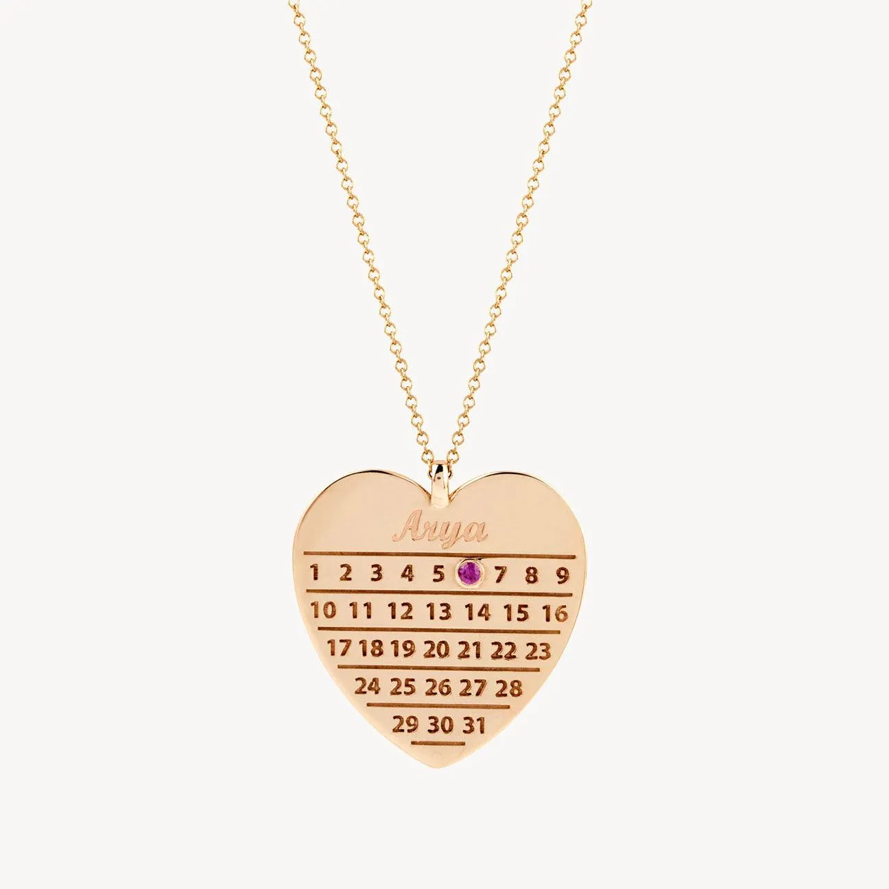 Personalised Diamond Days Heart Calendar Necklace