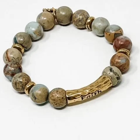 PowerBeads by jen Petites Aqua Terra Jasper "Faith" Bracelet
