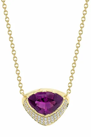 Purple Garnet and Diamond Necklace