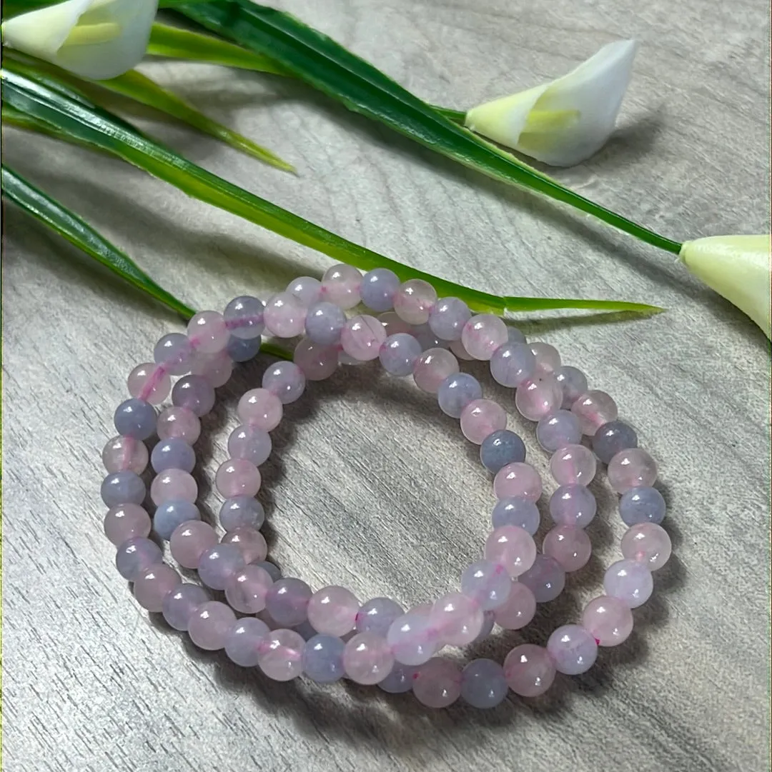 Rose Quartz & Aquamarine Elasticated Bracelet