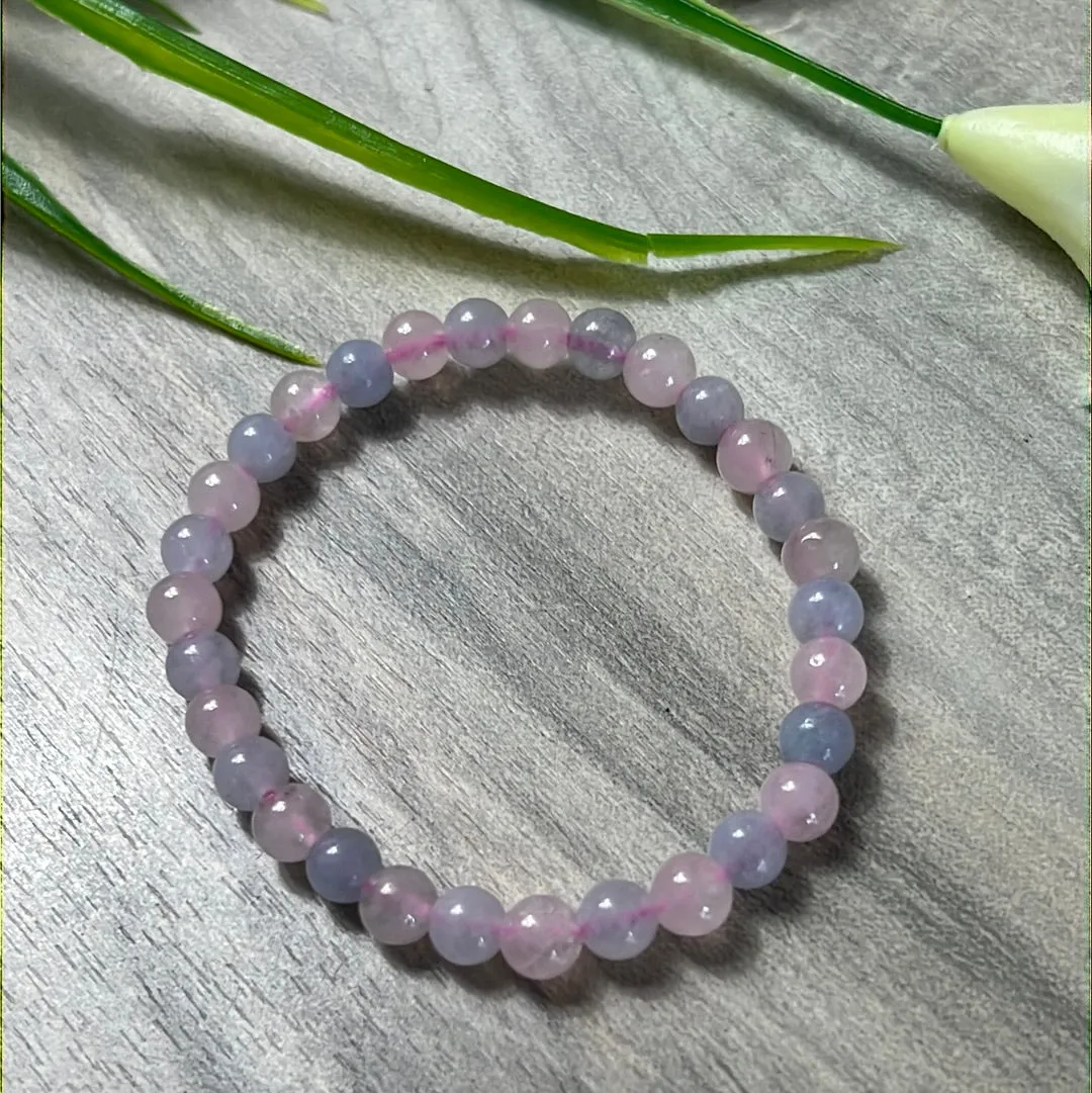 Rose Quartz & Aquamarine Elasticated Bracelet