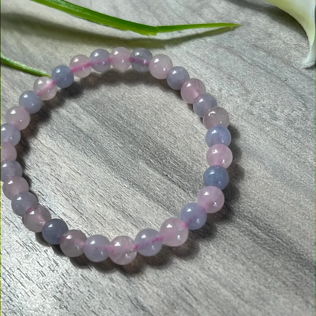 Rose Quartz & Aquamarine Elasticated Bracelet