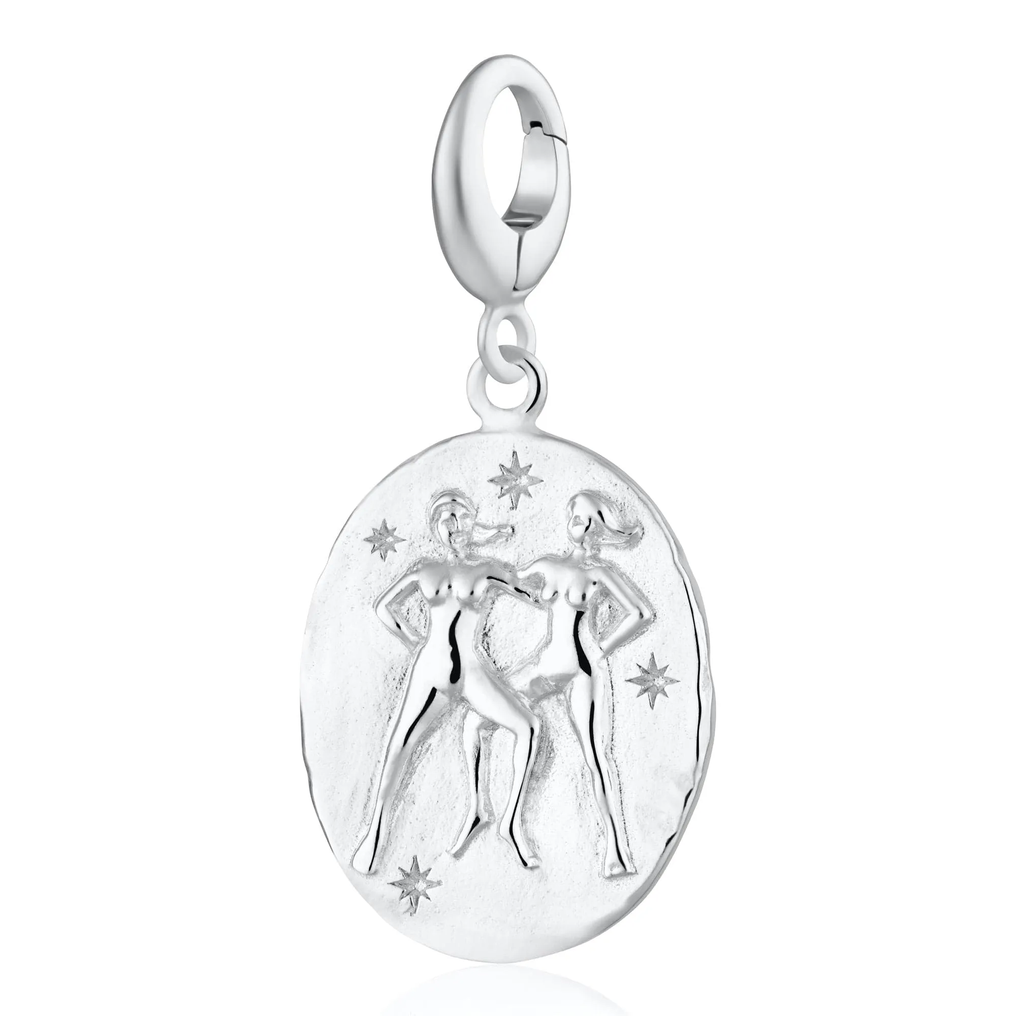 Silver Gemini Zodiac Charm