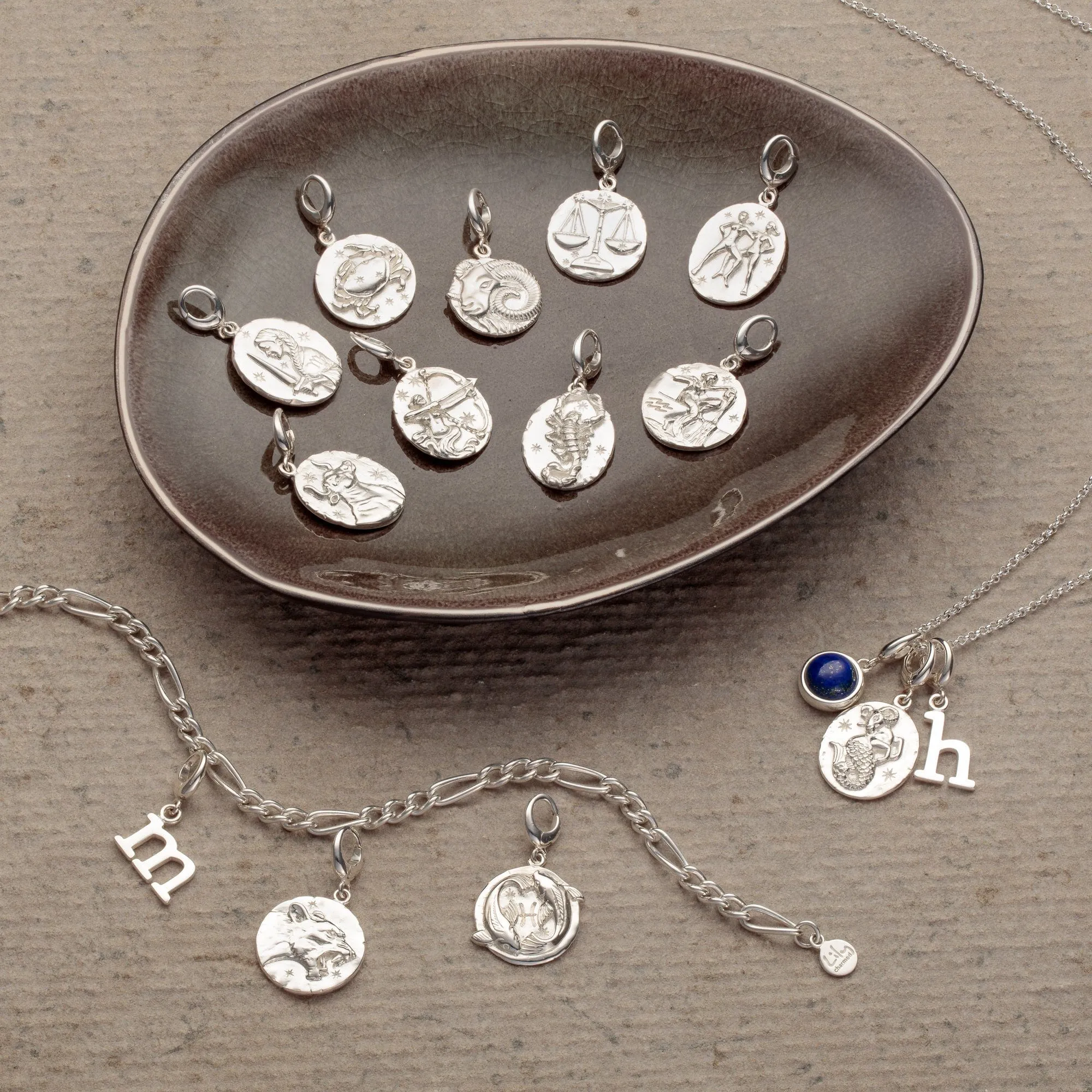 Silver Gemini Zodiac Charm